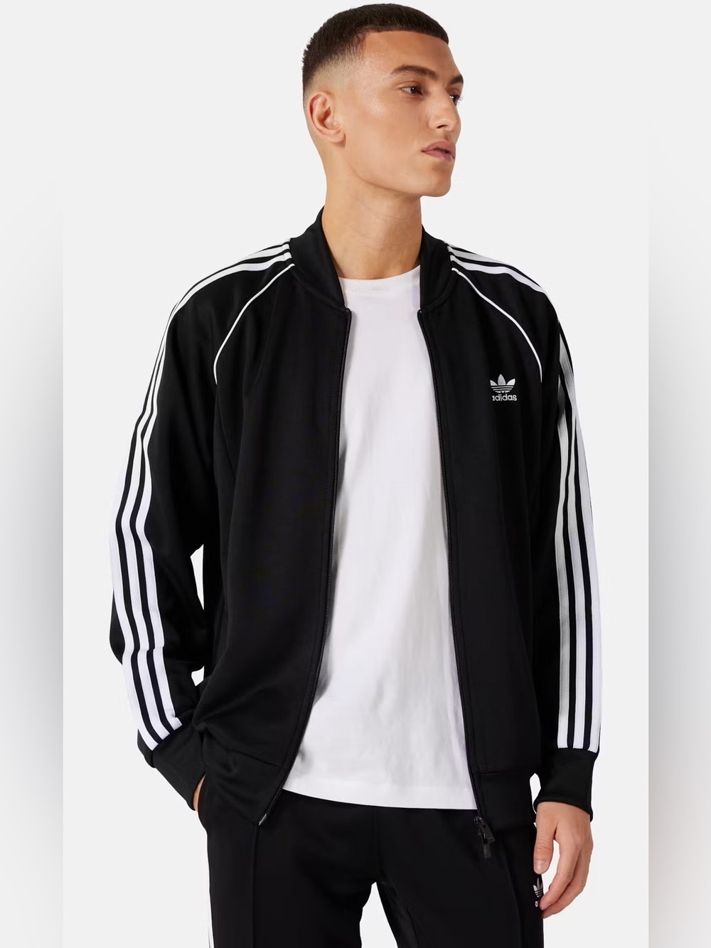 adidas Black Track Jacket with White 3-Stripes